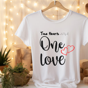 Två Hjärter 1 Kärlek Tshirts, Par Tees T Shirt