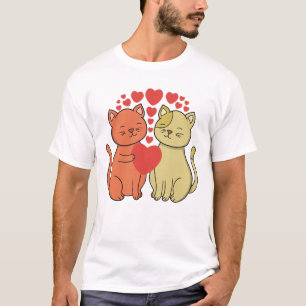 Två hjärtliga katter kramas t shirt