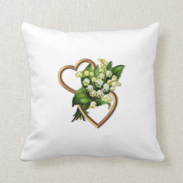 Två hjärtor med liljekonvaljer kudde