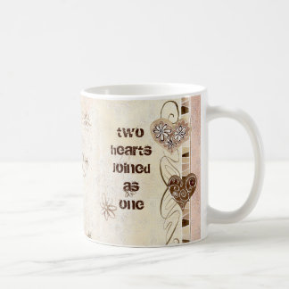 Två hjärtor som gås med som en kärlekmugg kaffemugg