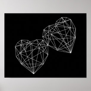 Två hjärtor svärtar den geometriska minsta poster