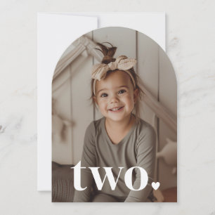 Två hjärtstillade foto, andra födelsedag inbjudningar