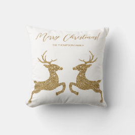 Två Hjortar i Faux-Gulten Glitter med Anpassningsb Kudde