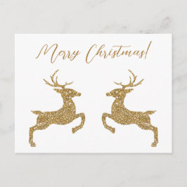 Två Hjortar i Faux-Gulten Glitter med Anpassningsb Vykort