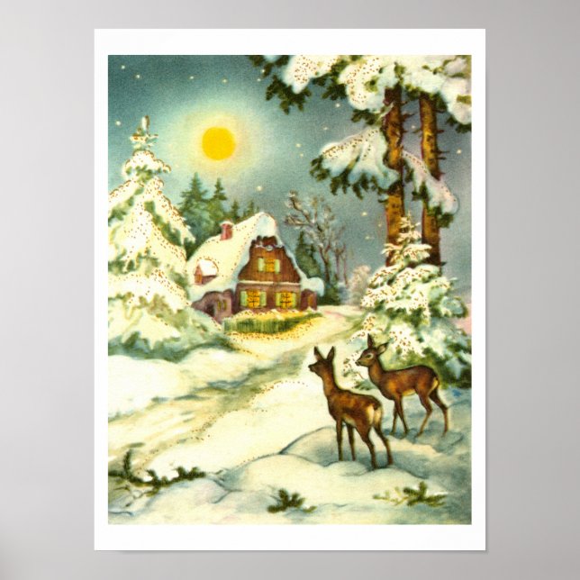 Två hjortar i snö poster (Framsidan)