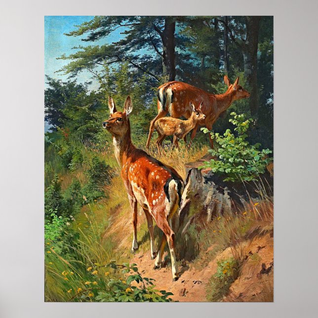 Två Hjortar och röntgen i skogen Poster (Framsidan)