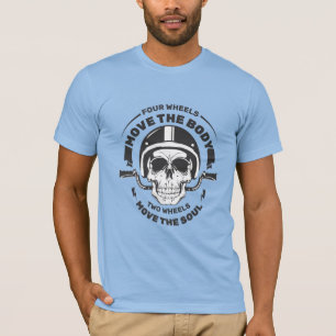 Två hjul rör själen Biker Döskalle T Shirt