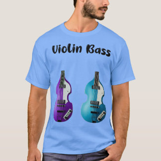 Två hofner Violin Bass Blue och Lila Musical Ins T Shirt