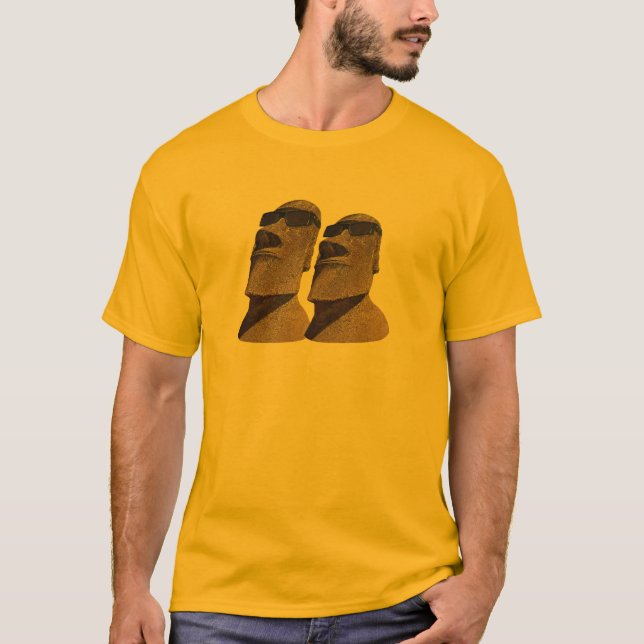 Två höft Moai - ljus dräkt T-shirt (Framsida)