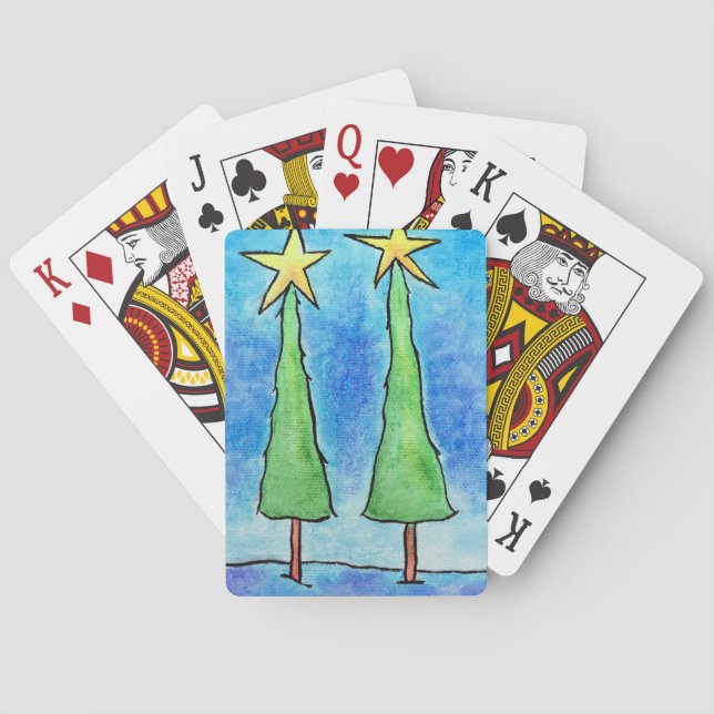 Två höga julgranar spelkort (Baksidan)