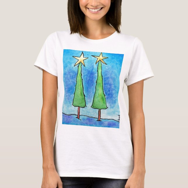Två höga julgranar tee shirt (Framsida)