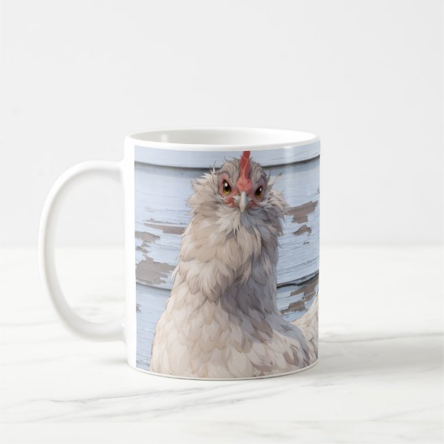 Två höns gårdskök rustika landsbygd kaffemugg (Vänster)