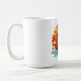 Två hoppande tecknade delfiner kaffemugg