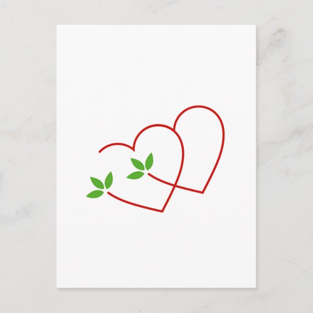 Två hörn med löv- symbol för matrimoni vykort (Framsida)