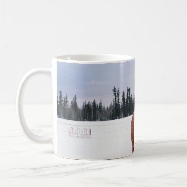 TVÅ HORSER PÅ SNÖ KAFFEMUGG (Vänster)