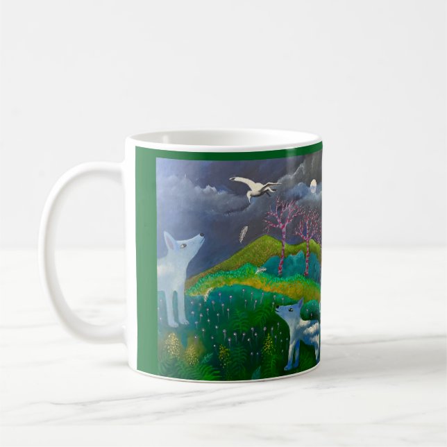 Två Hund Natt Kaffemugg (Vänster)