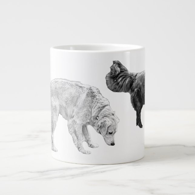 Två Hund Sniffari i Bra Grain Jumbo Mugg (Framsidan)