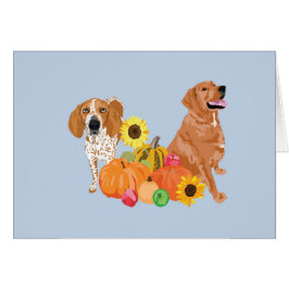 Två hundar i höst hälsningskort