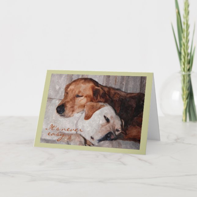 Två Hundar Snuggling, Pet Loss Sympathy Kort (Framsida)