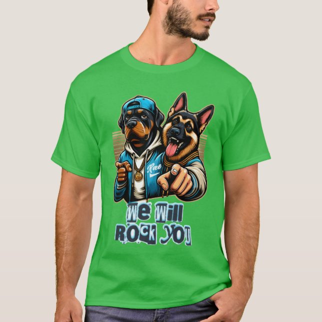 två hundar som gungar tee-design rolig t shirt (Framsida)
