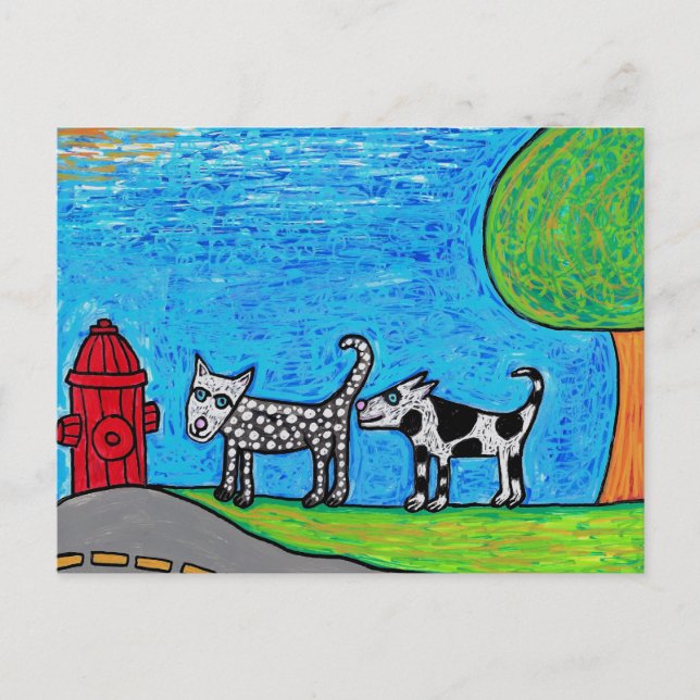 Två Hundar-vykort med spaltknapp Vykort (Framsida)