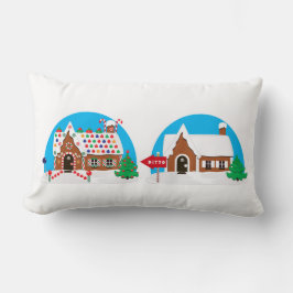 Två hus Ett dekorerat, ett med Ditto-skylt Lumbarkudde