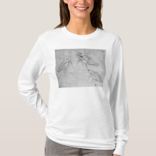 Två huvud av fullvuxen hankronhjort, ett huvud av t shirt
