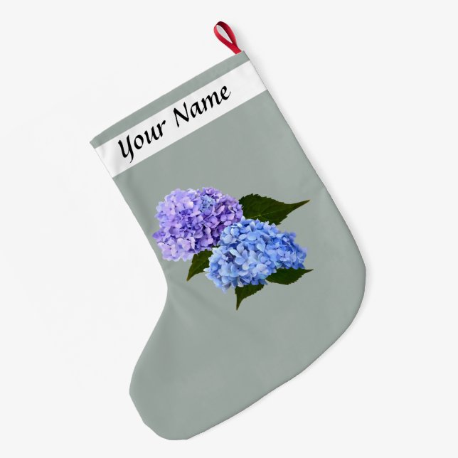 Två Hydrangea Lavender och Blue Stor Julstrumpa (Baksidan (Hängande))