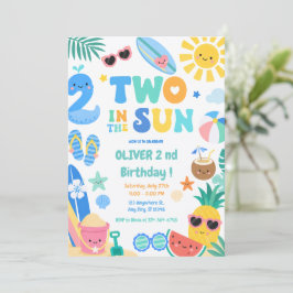 Två i Solen Pojke Tropisk 2-årsdag Inbjudningar