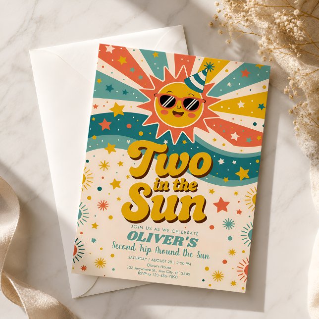 Två i Solen Solsken 2-årsdag Inbjudningar (Skapare uppladdad)