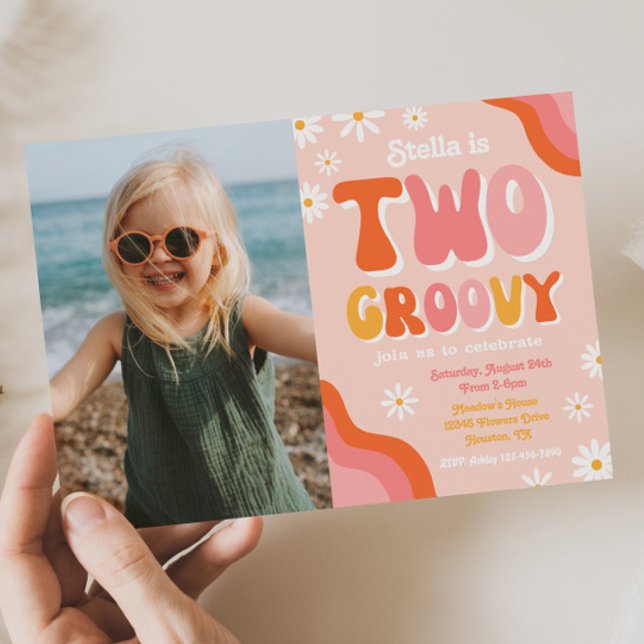 Två inbjudningar till Groovy Birthday | Groovy-inb (Skapare uppladdad)