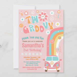 Två inbjudningar till Groovy Boho Retro 2:a födels