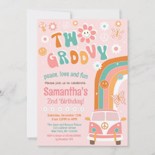 Två inbjudningar till Groovy Boho Retro 2:a födels