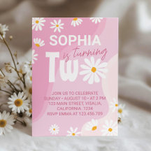 Två inbjudningar till Groovy Daisy 2:a födelsedage