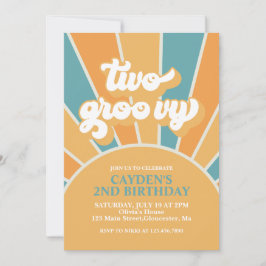 Två inbjudningar till Groovy Retro Boy på födelsed