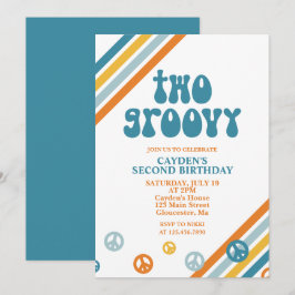 Två inbjudningar till Groovy Retro Boy på födelsed