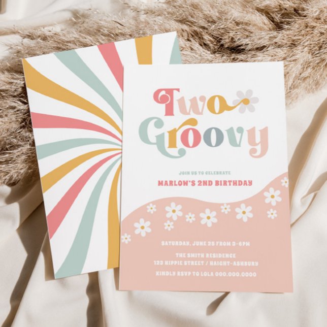 Två inbjudningar till Groovy Rosa 2:a födelsedag (Skapare uppladdad)