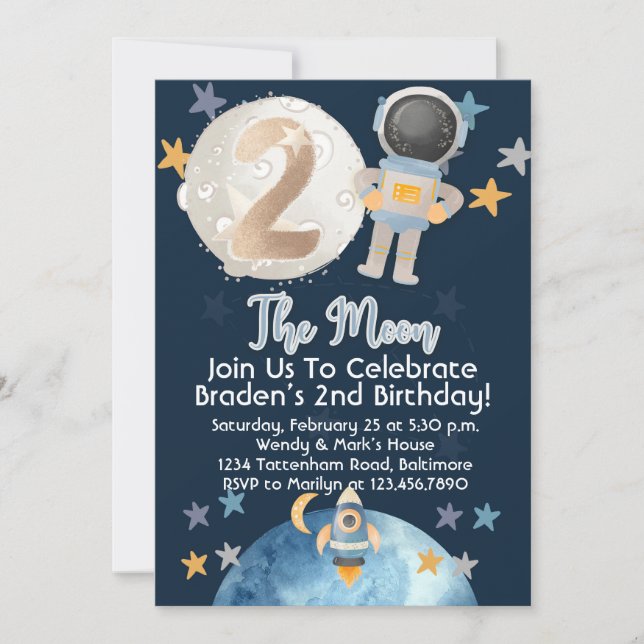 Två inbjudningar till Måne rymdastronauter på föde (Framsida)