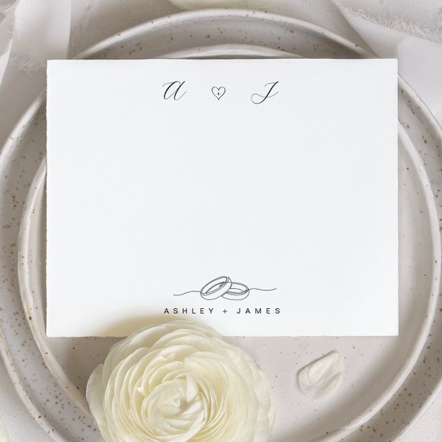 Två initiala eleganta parmonogram brevpapper anteckningskort (Two Initial Monogram Elegant Couple Stationery Note Card)