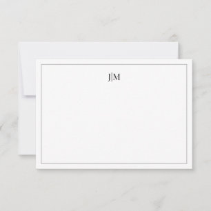 Två initiala monogram svarta par brevpapper  tack kort