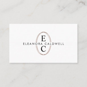 Två Initialer Monogram Logotyp Ro Guld Oval White Visitkort