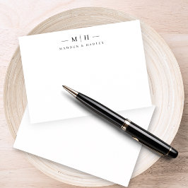 Två inledande monogram-Elegant, par sidor Anteckningskort