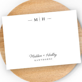 Två inledande monogram-Elegant, par sidor Anteckningskort