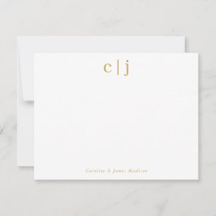 Två inledande monogram Gult Guld par Stationery Anteckningskort