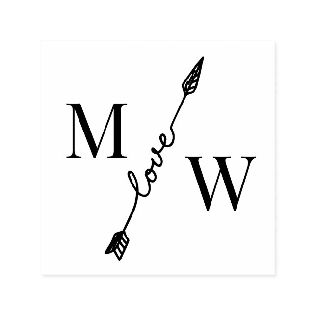 Två inledande monogram med Kärlek-pilspaltavstånd Självfärgande Stämpel (Design)