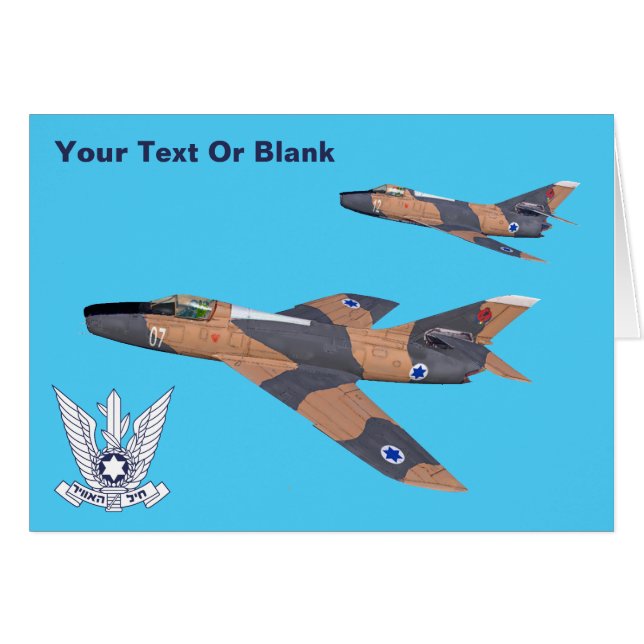 Två israeliska Toppen Mystères Hälsningskort (Framsidan Horizontal)