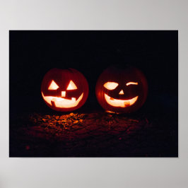 Två Jack-o'-Lanternor på Halloween Poster