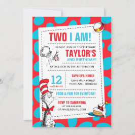 Två jag | Katt i Hat Birthday-inbjudan Inbjudningar