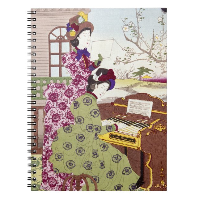 Två japanska damer, C1890 Anteckningsbok Med Spiral (Framsidan)