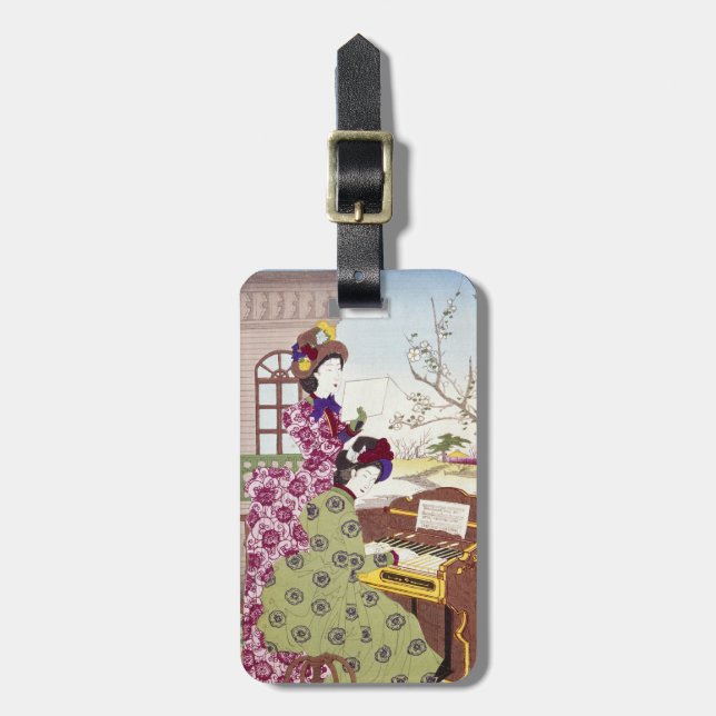 Två japanska damer, C1890 Bagagebricka (Vertikal Framsida)